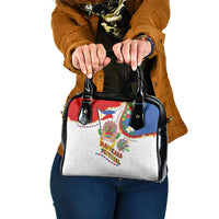 Philippines MassKara Festival Shoulder Handbag Smile Masks with Hawaiian Art Pattern and Tropical Plants