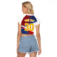 Philippines Basketball Custom Raglan Cropped T Shirt Pilipinas Tribal Pattern LT03 - Polynesian Pride