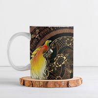 Papua New Guinea and Indonesia Batik Ceramic Mug Bird of Paradise with Tribal Batik Patterns