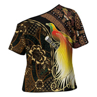 Papua New Guinea and Indonesia Batik Cross Shoulder Shirt Bird of Paradise with Tribal Batik Patterns LT03 - Polynesian Pride