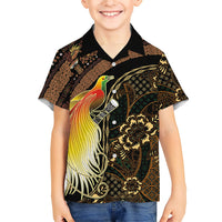 Papua New Guinea and Indonesia Batik Family Matching Mermaid Dress and Hawaiian Shirt Bird of Paradise with Tribal Batik Patterns LT03 Son's Shirt Multicolor - Polynesian Pride