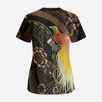 Papua New Guinea and Indonesia Batik Scrub Top Bird of Paradise with Tribal Batik Patterns LT03 - Polynesian Pride