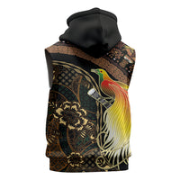 Papua New Guinea and Indonesia Batik Sleeveless Hoodie Bird of Paradise with Tribal Batik Patterns LT03 - Polynesian Pride