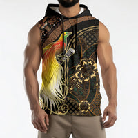 Papua New Guinea and Indonesia Batik Sleeveless Hoodie Bird of Paradise with Tribal Batik Patterns LT03 - Polynesian Pride