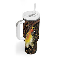 Papua New Guinea and Indonesia Batik Tumbler With Handle Bird of Paradise with Tribal Batik Patterns