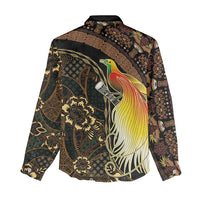 Papua New Guinea and Indonesia Batik Women Casual Shirt Bird of Paradise with Tribal Batik Patterns LT03 - Polynesian Pride