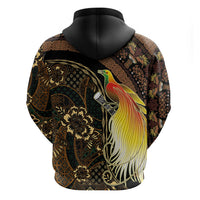 Papua New Guinea and Indonesia Batik Zip Hoodie Bird of Paradise with Tribal Batik Patterns LT03 - Polynesian Pride