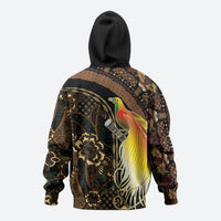 Papua New Guinea and Indonesia Batik Zip Hoodie Bird of Paradise with Tribal Batik Patterns LT03 - Polynesian Pride