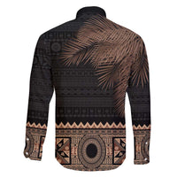 Fiji Palm Leaves Family Matching Puletasi and Hawaiian Shirt Masi and Tapa Tribal Pattern Beige Color LT03 - Polynesian Pride