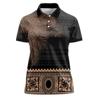Fiji Palm Leaves Women Polo Shirt Masi and Tapa Tribal Pattern Beige Color LT03 Female Beige - Polynesian Pride