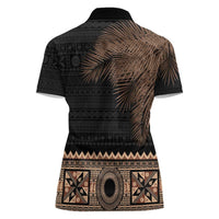 Fiji Palm Leaves Women Polo Shirt Masi and Tapa Tribal Pattern Beige Color LT03 - Polynesian Pride