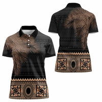Fiji Palm Leaves Women Polo Shirt Masi and Tapa Tribal Pattern Beige Color LT03 - Polynesian Pride