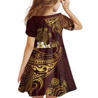Polynesian Turtle Family Matching Off Shoulder Short Dress and Hawaiian Shirt Plumeria Hibiscus Pattern Oxblood LT03 - Polynesian Pride
