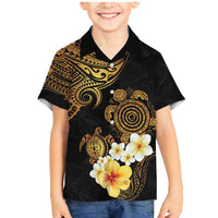 Polynesian Turtle Family Matching Mermaid Dress and Hawaiian Shirt Plumeria Hibiscus Pattern Black Color LT03 Son's Shirt Black - Polynesian Pride
