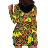 New Zealand Kowhai Flowers Hoodie Dress Maori Koru Pattern LT03 - Polynesian Pride