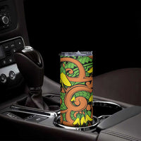 New Zealand Kowhai Flowers Skinny Tumbler Maori Koru Pattern LT03 - Polynesian Pride