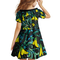 New Zealand Kowhai Flowers Family Matching Off The Shoulder Long Sleeve Dress and Hawaiian Shirt Maori Koru Pattern With Paua Shell Style LT03 - Polynesian Pride
