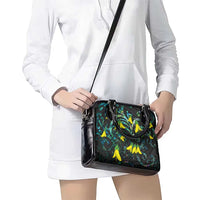 New Zealand Kowhai Flowers Shoulder Handbag Maori Koru Pattern With Paua Shell Style