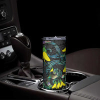 New Zealand Kowhai Flowers Skinny Tumbler Maori Koru Pattern With Paua Shell Style LT03 - Polynesian Pride
