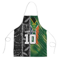 Custom Aotearoa South Africa Rugby Freedom Cup Apron Maori Silver Fern Art and Sporty Flag SA LT03 Black - Polynesian Pride