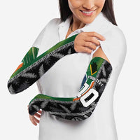 Custom Aotearoa South Africa Rugby Freedom Cup Arm Sleeves Maori Silver Fern Art and Sporty Flag SA LT03 - Polynesian Pride