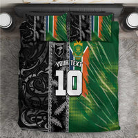 Custom Aotearoa South Africa Rugby Freedom Cup Bedding Set Maori Silver Fern Art and Sporty Flag SA LT03 Black - Polynesian Pride