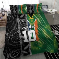 Custom Aotearoa South Africa Rugby Freedom Cup Bedding Set Maori Silver Fern Art and Sporty Flag SA LT03 - Polynesian Pride
