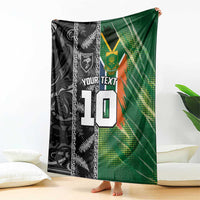 Custom Aotearoa South Africa Rugby Freedom Cup Blanket Maori Silver Fern Art and Sporty Flag SA LT03 - Polynesian Pride