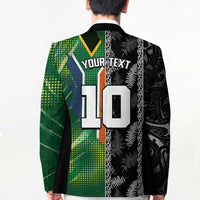 Custom Aotearoa South Africa Rugby Freedom Cup Blazer Maori Silver Fern Art and Sporty Flag SA LT03 - Polynesian Pride