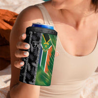 Custom Aotearoa South Africa Rugby Freedom Cup 4 in 1 Can Cooler Tumbler Maori Silver Fern Art and Sporty Flag SA LT03 - Polynesian Pride