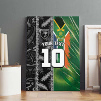 Custom Aotearoa South Africa Rugby Freedom Cup Canvas Wall Art Maori Silver Fern Art and Sporty Flag SA LT03 - Polynesian Pride