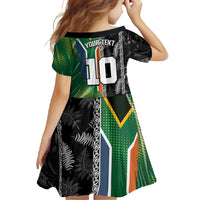 Custom Aotearoa South Africa Rugby Freedom Cup Family Matching Long Sleeve Bodycon Dress and Hawaiian Shirt Maori Silver Fern Art and Sporty Flag SA LT03 - Polynesian Pride