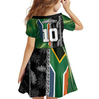 Custom Aotearoa South Africa Rugby Freedom Cup Family Matching Off Shoulder Maxi Dress and Hawaiian Shirt Maori Silver Fern Art and Sporty Flag SA LT03 - Polynesian Pride