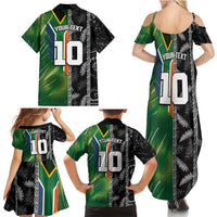 Custom Aotearoa South Africa Rugby Freedom Cup Family Matching Summer Maxi Dress and Hawaiian Shirt Maori Silver Fern Art and Sporty Flag SA LT03 - Polynesian Pride
