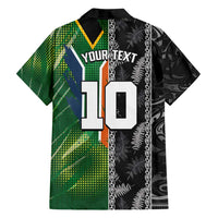Custom Aotearoa South Africa Rugby Freedom Cup Family Matching Summer Maxi Dress and Hawaiian Shirt Maori Silver Fern Art and Sporty Flag SA LT03 - Polynesian Pride