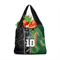 Custom Aotearoa South Africa Rugby Freedom Cup Grocery Bag Maori Silver Fern Art and Sporty Flag SA LT03 1-pack One Size Black - Polynesian Pride