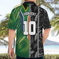 Custom Aotearoa South Africa Rugby Freedom Cup Hawaiian Shirt Maori Silver Fern Art and Sporty Flag SA LT03 - Polynesian Pride