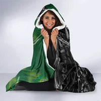 Custom Aotearoa South Africa Rugby Freedom Cup Hooded Blanket Maori Silver Fern Art and Sporty Flag SA LT03 - Polynesian Pride