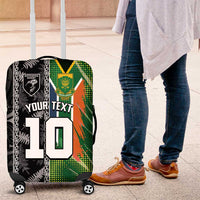 Custom Aotearoa South Africa Rugby Freedom Cup Luggage Cover Maori Silver Fern Art and Sporty Flag SA LT03 Black - Polynesian Pride