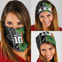 Custom Aotearoa South Africa Rugby Freedom Cup Neck Gaiter Maori Silver Fern Art and Sporty Flag SA LT03 - Polynesian Pride