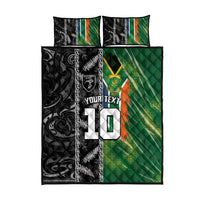 Custom Aotearoa South Africa Rugby Freedom Cup Quilt Bed Set Maori Silver Fern Art and Sporty Flag SA LT03 - Polynesian Pride