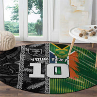 Custom Aotearoa South Africa Rugby Freedom Cup Round Carpet Maori Silver Fern Art and Sporty Flag SA LT03 - Polynesian Pride