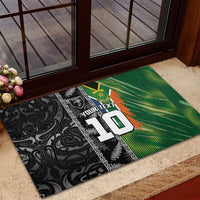 Custom Aotearoa South Africa Rugby Freedom Cup Rubber Doormat Maori Silver Fern Art and Sporty Flag SA - Polynesian Pride