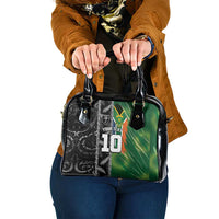 Custom Aotearoa South Africa Rugby Freedom Cup Shoulder Handbag Maori Silver Fern Art and Sporty Flag SA LT03 One Size Black - Polynesian Pride