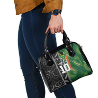 Custom Aotearoa South Africa Rugby Freedom Cup Shoulder Handbag Maori Silver Fern Art and Sporty Flag SA LT03 - Polynesian Pride