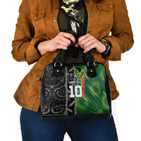 Custom Aotearoa South Africa Rugby Freedom Cup Shoulder Handbag Maori Silver Fern Art and Sporty Flag SA LT03 - Polynesian Pride