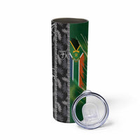 Custom Aotearoa South Africa Rugby Freedom Cup Skinny Tumbler Maori Silver Fern Art and Sporty Flag SA LT03 - Polynesian Pride