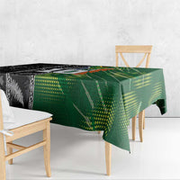 Custom Aotearoa South Africa Rugby Freedom Cup Tablecloth Maori Silver Fern Art and Sporty Flag SA LT03 - Polynesian Pride