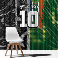 Custom Aotearoa South Africa Rugby Freedom Cup Window Curtain Maori Silver Fern Art and Sporty Flag SA LT03 - Polynesian Pride