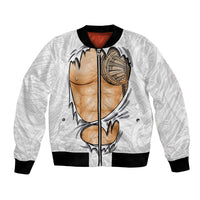 Samoan Tatau Bomber Jacket Tattoo Reveal Effect LT03 Unisex White - Polynesian Pride